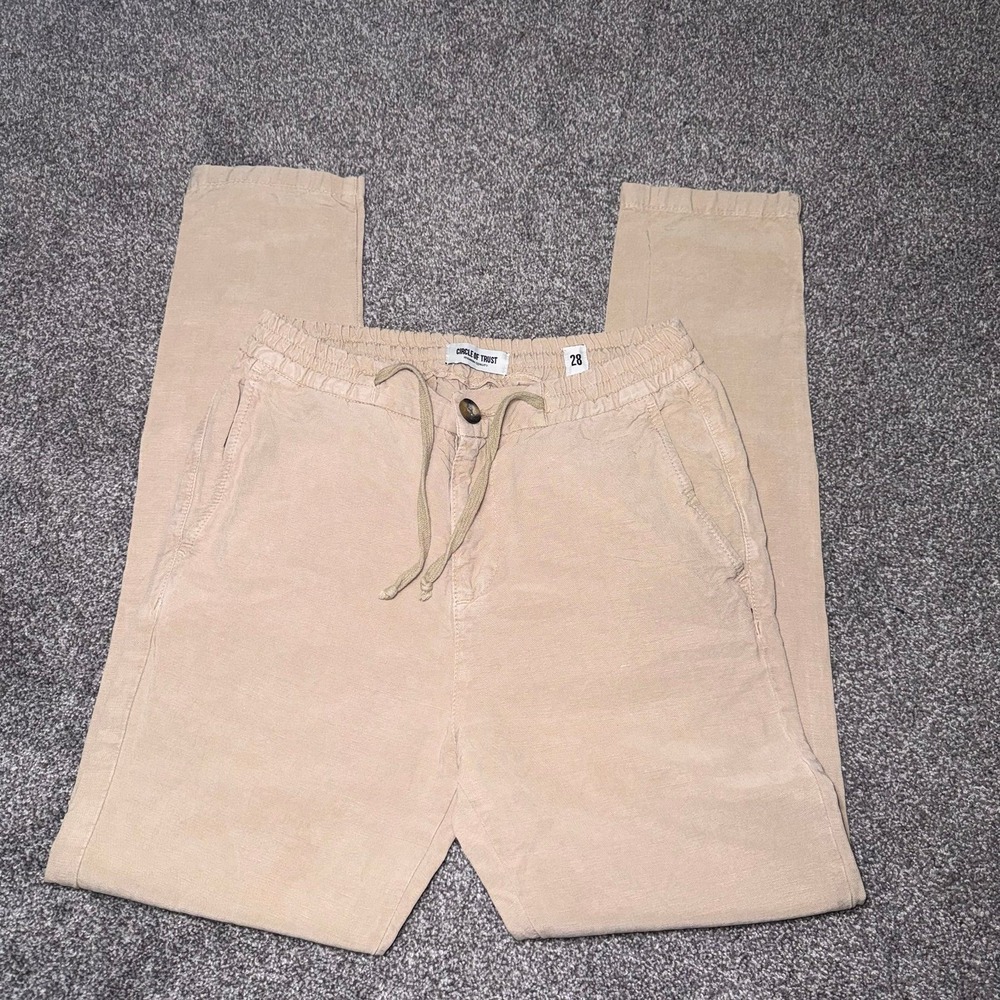 Circle of Trust Women's Khaki Linen Drawstring Pants - Size 28 (Size‎ 6)